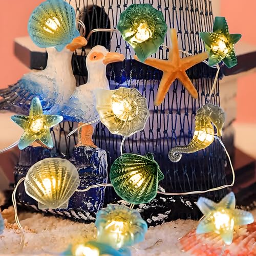 YATOSEEN LED Lichterkette zum Thema Meeresleben, 3M 30 LED Superspaßige Seepferdchen Seestern Muschel Muschelhorn Lichterkette mit Fernbedienung, Lichter für Dekoration YATOSEEN LED Lichterkette zum Thema Meeresleben, 3M 30 LED Superspaßige Seepferdchen Seestern Muschel Muschelhorn Lichterkette mit Fernbedienung, Lichter für Dekoration von YATOSEEN