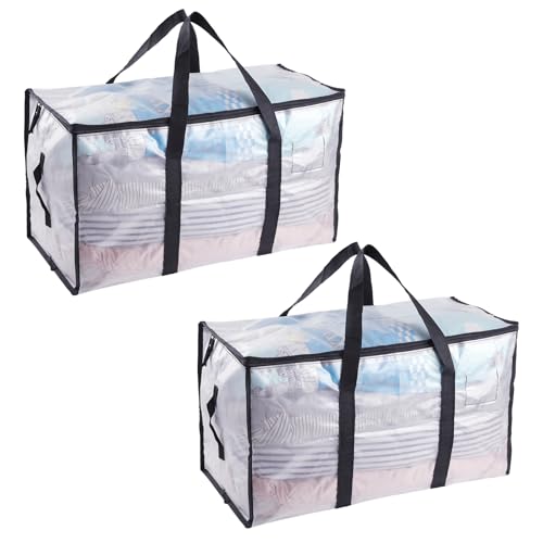 2 Stück Transparente Umzugstaschen, Extra Große Aufbewahrungstasche mit Starke Griffe und Reißverschlüssen für Bettdecken Kleidung Umzug Reisen Bettzeug 2 Stück Transparente Umzugstaschen, Extra Große Aufbewahrungstasche mit Starke Griffe und Reißverschlüssen für Bettdecken Kleidung Umzug Reisen Bettzeug von YAVO-EU