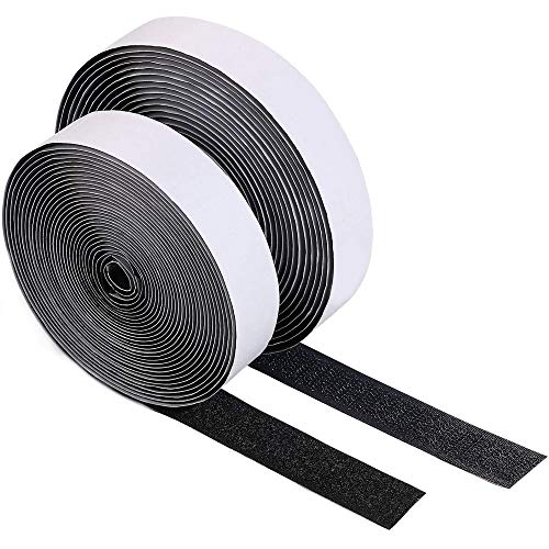 YAVO-EU Klettband Selbstklebend，25M Extra Stark Doppelseitig Klebende mit Klettverschluss Klettband zum kleben，mit Flauschband und Hakenband (black) von YAVO-EU