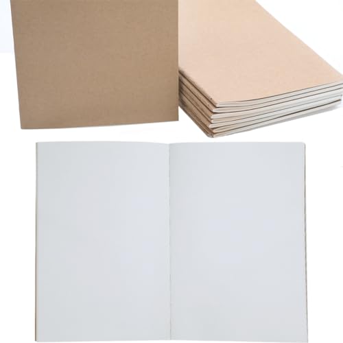 YAVO-EU Reisetagebuch-Blanko-Papier, A5-Größe-Satz von 10-Kraftpapier Leeres Notizbuch, Skizzenbücher für Zeichen, Doodling, Schreiben - 20.5x14.2cm von YAVO-EU