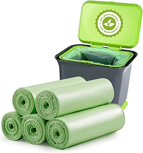 Muellbeutel Bio Müllbeutel 6 Liter 1.2Gallon 120 Stück - Trash Bags Abbaubar Maisstärke Material Recycelt Organic Waste Bin Liners Für KüChen Badezimmer Wohnzimmer Hellgrün von YAWAHOME
