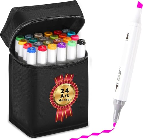 YAWAHOME Alkohol Marker 24 Set - Alcohol Markers Twin Tip Colouring Marker Pens, Kunstmarker Zum Zeichnen Graffiti Ausmalen Manga IIlustration Malen - Für Erwachsene Kinder Twin Stifte Set YAWAHOME Alkohol Marker 24 Set - Alcohol Markers Twin Tip Colouring Marker Pens, Kunstmarker Zum Zeichnen Graffiti Ausmalen Manga IIlustration Malen - Für Erwachsene Kinder Twin Stifte Set von YAWAHOME