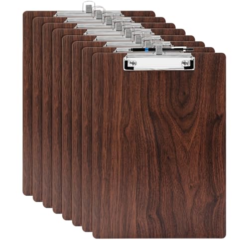YAWOIRG 8 Stück A4 Klemmbrett Holz,Klemmbrett Holz A4 mit Stifthalter,Schreibbrett Klemmbrett,A4 Klemmbrett aus Holz,A4 Clipboard,A4 Klemmbretter für Unternehmen,Büro,Schule oder Restaurant von YAWOIRG