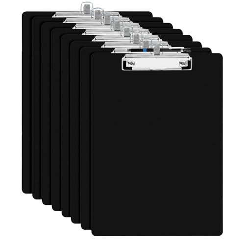 YAWOIRG 8 Stück Klemmbrett Holz A4 mit Stifthalter,Schreibbrett für Büro,Clipboards Clip Board,Schwarz von YAWOIRG