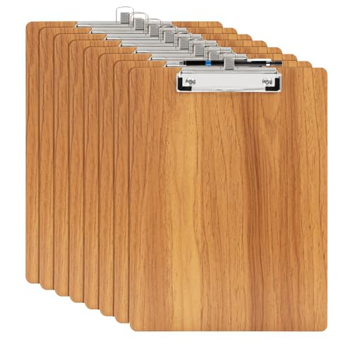 YAWOIRG 8 Stück A4 Klemmbrett aus Holz mit Stifthalter,Klemmbretter,Clipboard,Schreibbrett für Unternehmen,Büro,Schule oder Restaurant von YAWOIRG