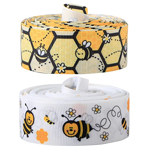 YAXAMING 2 Rollen Bienenbänder, 2,5 cm x 20 m, Bienenblume, dekoratives Band für DIY, Ripsband, Basteln, Schleifen, Kränze, Geschenkverpackungen, Nähen, Sommer, Ostern, Hawaii, YAXAMING 2 Rollen Bienenbänder, 2,5 cm x 20 m, Bienenblume, dekoratives Band für DIY, Ripsband, Basteln, Schleifen, Kränze, Geschenkverpackungen, Nähen, Sommer, Ostern, Hawaii, von YAXAMING