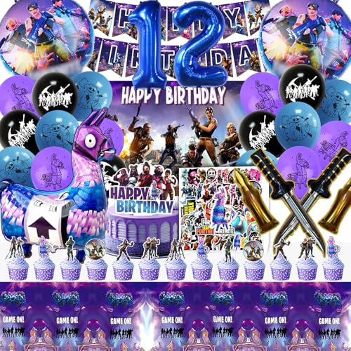 104 Stück Fortnit Geburtstagsdeko 12 Jahre, Fortnit Luftballon, Fortnit Party Deko, Fortnit Geburtstag, Gaming Deko, Fortnit Kuchen Deko, Aufkleber, Happy Birthday Banner, Kinder Geburtstag Party 104 Stück Fortnit Geburtstagsdeko 12 Jahre, Fortnit Luftballon, Fortnit Party Deko, Fortnit Geburtstag, Gaming Deko, Fortnit Kuchen Deko, Aufkleber, Happy Birthday Banner, Kinder Geburtstag Party von YAXMME