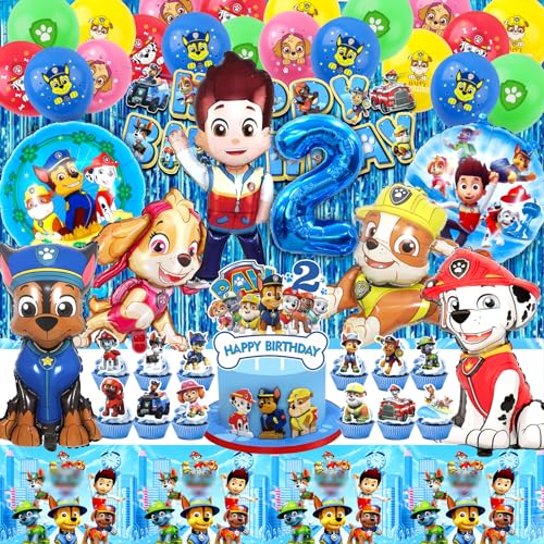 56PCS Paw Dog Geburtstag Deko 2 Jahre, Patrol Dog Deko Kindergeburtstag,Paw Dog Geburtstag,Patrol Dog Party Set,Paw Dog Luftballon,Kuchen Topper,Tischdecke,Patrol Dog Kindergeburtstag Deko für Kinder 56PCS Paw Dog Geburtstag Deko 2 Jahre, Patrol Dog Deko Kindergeburtstag,Paw Dog Geburtstag,Patrol Dog Party Set,Paw Dog Luftballon,Kuchen Topper,Tischdecke,Patrol Dog Kindergeburtstag Deko für Kinder von YAXMME