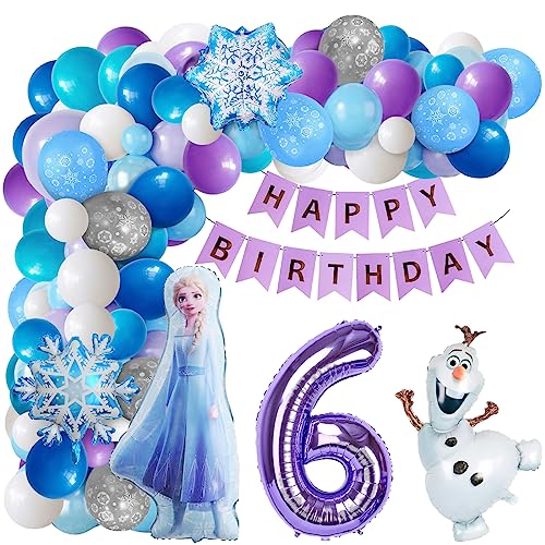 6 Jahre Geburtstagsdeko Mädchen,Frozen Thema Deko Geburtstag 6. Ballon,Frozen Thema Party Deko,Cartoon Folienballons,Thema Geburtstagsdeko,für Ballons Birthday Party Dekorationen von YAXMME