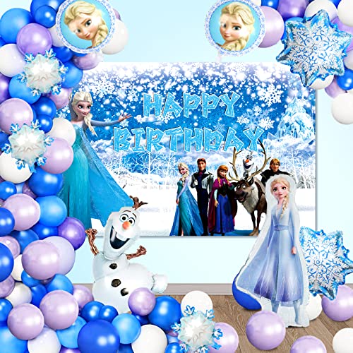76 Stücke Frozen Mädchen Geburtstagsdeko,Frozen Thema Ballon,Thema Folienballons,Thema Geburtstagsparty Deko,Thema Luftballon Deko,Ballon,für Geburtstag Dekoration für Mädchen Kinder von YAXMME