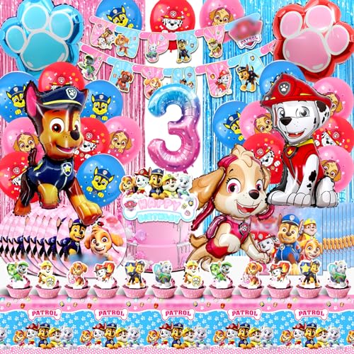 82 Pcs Patro Dog Geburtstag Deko 3 Jahre, Paw Dog Partygeschirr, Paw Dog Ballon Geburtstag, Patro Deko Kindergeburtstag, Geburtstagsdeko Paw Dog, Patro Party Deko Set, Patro Tortendeko, Tischdecke 82 Pcs Patro Dog Geburtstag Deko 3 Jahre, Paw Dog Partygeschirr, Paw Dog Ballon Geburtstag, Patro Deko Kindergeburtstag, Geburtstagsdeko Paw Dog, Patro Party Deko Set, Patro Tortendeko, Tischdecke von YAXMME