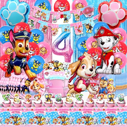 82 Pcs Patro Dog Geburtstag Deko 4 Jahre, Paw Dog Partygeschirr, Paw Dog Ballon Geburtstag, Patro Deko Kindergeburtstag, Geburtstagsdeko Paw Dog, Patro Party Deko Set, Patro Tortendeko, Tischdecke 82 Pcs Patro Dog Geburtstag Deko 4 Jahre, Paw Dog Partygeschirr, Paw Dog Ballon Geburtstag, Patro Deko Kindergeburtstag, Geburtstagsdeko Paw Dog, Patro Party Deko Set, Patro Tortendeko, Tischdecke von YAXMME