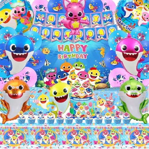 84 Pcs Shark Geburtstagsdeko, Shark Deko Kindergeburtstag, Shark Birthday Party Set, Shark Decoration, Baby Hai Geburtstagsdeko, Shark Party Supplies Set, Shark Luftballons, Shark Folienballons 84 Pcs Shark Geburtstagsdeko, Shark Deko Kindergeburtstag, Shark Birthday Party Set, Shark Decoration, Baby Hai Geburtstagsdeko, Shark Party Supplies Set, Shark Luftballons, Shark Folienballons von YAXMME