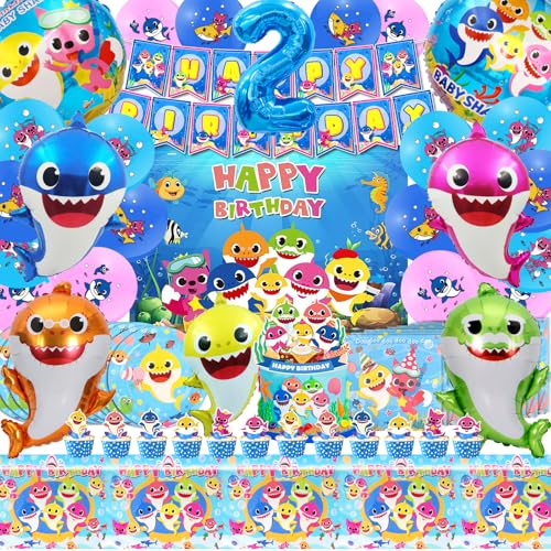 84 Pcs Shark Geburtstagsdeko 2 Jahre, Shark Deko Kindergeburtstag, Shark Birthday Party Set, Shark Decoration, Hai Geburtstagsdeko, Shark Party Supplies Set, Shark Luftballons, Shark Folienballons 84 Pcs Shark Geburtstagsdeko 2 Jahre, Shark Deko Kindergeburtstag, Shark Birthday Party Set, Shark Decoration, Hai Geburtstagsdeko, Shark Party Supplies Set, Shark Luftballons, Shark Folienballons von YAXMME