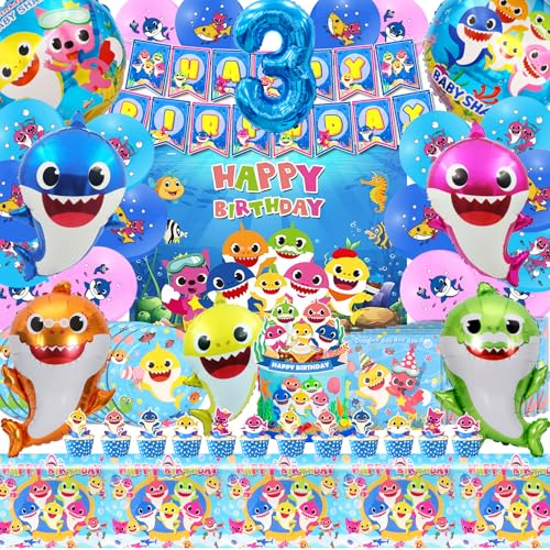 84 Pcs Shark Geburtstagsdeko 3 Jahre, Shark Deko Kindergeburtstag, Shark Birthday Party Set, Shark Decoration, Hai Geburtstagsdeko, Shark Party Supplies Set, Shark Luftballons, Shark Folienballons 84 Pcs Shark Geburtstagsdeko 3 Jahre, Shark Deko Kindergeburtstag, Shark Birthday Party Set, Shark Decoration, Hai Geburtstagsdeko, Shark Party Supplies Set, Shark Luftballons, Shark Folienballons von YAXMME