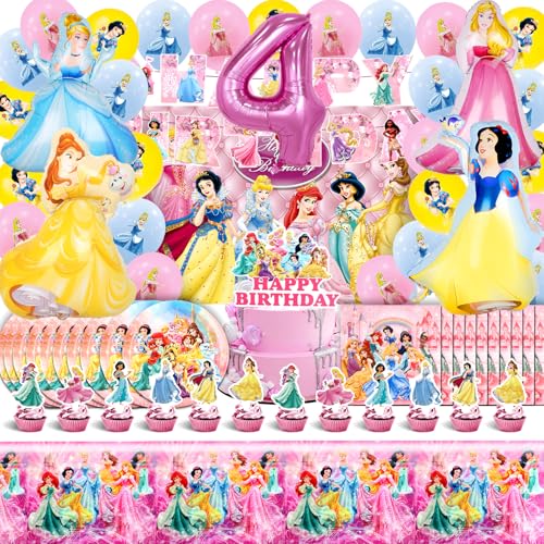 Deko Prinzessin Geburtstag für Mädchen 4 Jahre - Ballon, Hintergrund, Folienballon, Helium Luftballons, Party Deko Kindergeburtstag Deko Prinzessin Geburtstag für Mädchen 4 Jahre - Ballon, Hintergrund, Folienballon, Helium Luftballons, Party Deko Kindergeburtstag von YAXMME