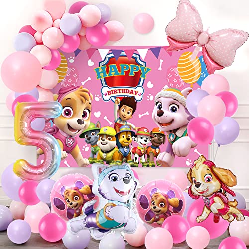 Dog Thema Geburtstags Dekorationen,Cartoon Luftballons Set,Thema Deko Kindergeburtstag, Cartoon Hintergrund,Thema Geburtstags Dekoration für 5 Jahr Kinder von YAXMME