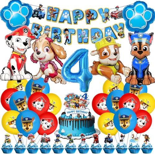 Paw Dog Geburtstag Deko 4 Jahre, Paw Dog Deko Kindergeburtstag, Paw Dog Luftballon, Paw Dog Folienballon, Paw Dog Tortendeko, Paw Dog Kuchen Deko, Paw Dog Geburtstag, Geburtstagsdeko Junge von YAXMME