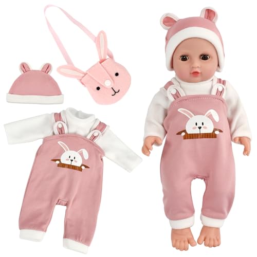 Puppenkleidung Outfits für Baby Puppen, New Born Baby Puppen Kleidung Set mit Hut Langarm Hose Tasche, Süßes Puppensachen, Puppen Zubehör für Babypuppen 35-43 cm,Geschenke für Mädchen Jungen von YAXZIM