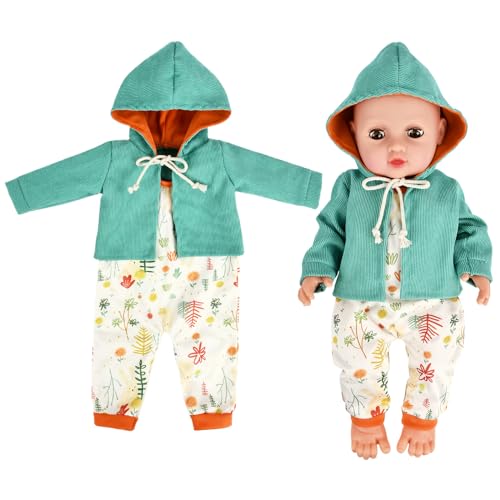 Puppenkleidung Outfits für Baby Puppen, New Born Baby Puppen Kleidung Set mit Mantel Hose, Süßes Puppensachen, Puppen Zubehör für Babypuppen 35-43 cm,Geschenke für Mädchen Jungen (Grün) von YAXZIM