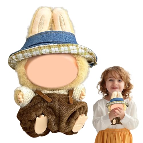 YAYNO Bekleidung für 17cm La-bu Plüsch Kuscheltier Kleidung Outfit nur Bekleidungs zubehör für 17cm Labubu Plush Pullover Hoodie Bekleidung DIY Kinder Geschenke (Puppe Nicht enthalten) von YAYNO