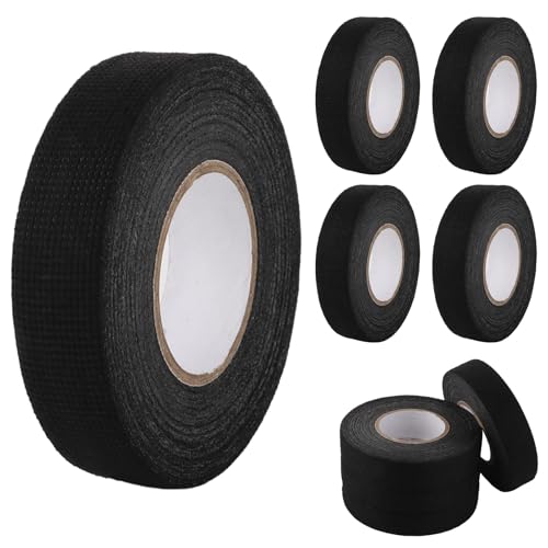 YAYODS 10 Rollen Gewebeband - (19/15mm x 15m) Polyester Non-Woven Fabric Isolierband Schwarz Kabelbaum Klebeband - Gewebeklebeband Textilklebeband Stoffklebeband für Kabelbäume, Haushalt Kfz, Motorrad von YAYODS