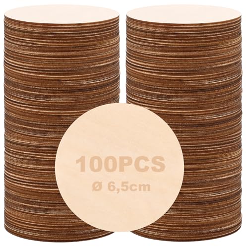 YAYODS 100 Stück Holzscheiben 6-7 cm - Runde Holzscheiben - Kleine Holzscheiben zum Basteln - Holzplättchen Rund - Baumscheibe für Tischdeko, Brandmalerei, DIY, Kunsthandwerk, Hochzeitsdekoration YAYODS 100 Stück Holzscheiben 6-7 cm - Runde Holzscheiben - Kleine Holzscheiben zum Basteln - Holzplättchen Rund - Baumscheibe für Tischdeko, Brandmalerei, DIY, Kunsthandwerk, Hochzeitsdekoration von YAYODS