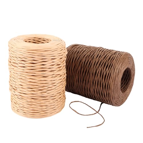 YAYODS 2 X 200 M Papierdraht - Ø 2mm Natur Dekodraht zum Basteln - Papierkordel Floristik Draht - Papiergarn Papierseil - Blumendraht für DIY, Hochzeitsstrauß Verpackung, Floristikbedarf von YAYODS