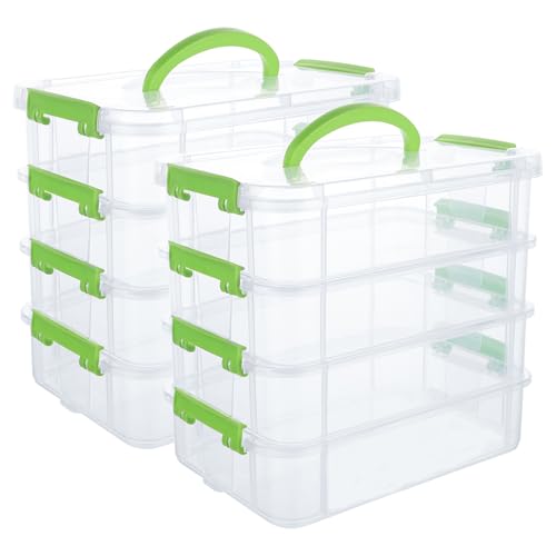 YAYODS 2 Stück Sortierbox mit Tragegriff - 27x17,5x24 cm Sortierboxen für Kleinteile - Aufbewahrungsbox mit Fächern - Sortierkasten Groß Plastik - Stapelbar Bastelkiste für Kleinteile, Schmuck, Perlen von YAYODS