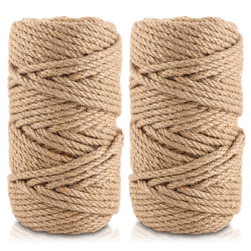 YAYODS 2 x 50M Hanfseil Juteseil 6mm - Tau Seil Juteschnur - Natur Kordel Braun - Paketschnur Bastelschnur - Gartenschnur Dekoration Makramee Garn - Kratzbaum Sisal Seil für Kratzbaum, Garten von YAYODS