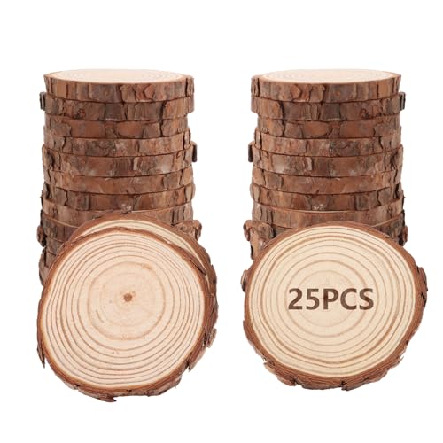 YAYODS 25 Stück Holzscheibe 8-9 cm - Runde Holzscheiben - Holzscheiben zum Basteln - Holzplättchen Rund - Baumscheibe für Tischdeko, Brandmalerei, DIY, Kunsthandwerk, Hochzeitsdekoration YAYODS 25 Stück Holzscheibe 8-9 cm - Runde Holzscheiben - Holzscheiben zum Basteln - Holzplättchen Rund - Baumscheibe für Tischdeko, Brandmalerei, DIY, Kunsthandwerk, Hochzeitsdekoration von YAYODS