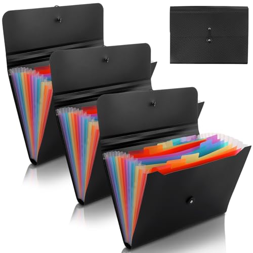 YAYODS 3 Stück Dokumentenmappe A4 - Schwarz Fächermappe - Ordnungsmappe A4 12 Fächer Erweiterbar - Organizer Mappe - Dokumententaschen Kunststoff -Tragbar Aktenordner Organizer mit Etiketten für Büro YAYODS 3 Stück Dokumentenmappe A4 - Schwarz Fächermappe - Ordnungsmappe A4 12 Fächer Erweiterbar - Organizer Mappe - Dokumententaschen Kunststoff -Tragbar Aktenordner Organizer mit Etiketten für Büro von YAYODS