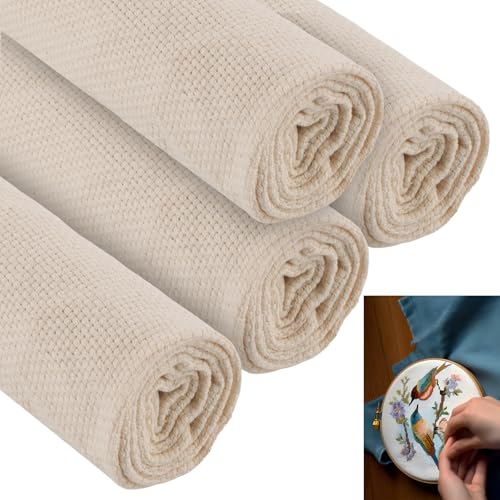 YAYODS 4 Stück Natur Leinenstoff Punch Needle Stoff zum Sticken - 67 x 50 cm Kreuzstich Handarbeiten Stoffe zum Nähen, Stickstoff Sticken Stoff für Näharbeit DIY Basteln Handwerken YAYODS 4 Stück Natur Leinenstoff Punch Needle Stoff zum Sticken - 67 x 50 cm Kreuzstich Handarbeiten Stoffe zum Nähen, Stickstoff Sticken Stoff für Näharbeit DIY Basteln Handwerken von YAYODS