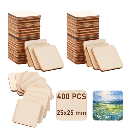 YAYODS 400 Stück Quadrat Unvollendete Stücke - 2.5 x 2.5CM Eselspiel mit Buchsbaum-Spielsteinen aus Holz - Blanko Naturholz Holzplättchen mit Runde Ecke für Malerei, Hochzeit, Weihnachten, Dekoration YAYODS 400 Stück Quadrat Unvollendete Stücke - 2.5 x 2.5CM Eselspiel mit Buchsbaum-Spielsteinen aus Holz - Blanko Naturholz Holzplättchen mit Runde Ecke für Malerei, Hochzeit, Weihnachten, Dekoration von YAYODS