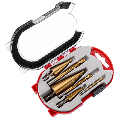 YAYODS 6 Stück Stufenbohrer Metall - 3 Stk Kegelbohrer - 3 Stk Stahlbohrer Bohrer für Edelstahl - Edelstahlbohrer Fräsbohrer Spiralbohrer Metall - Schälbohrer Ø 4-32mm, Ø 4-20mm, Ø 4-12mm für DIY von YAYODS
