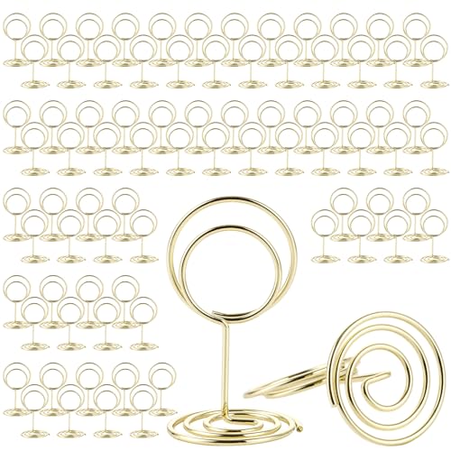 YAYODS 60 Stück Tischkartenhalter Metall Table Number Holder - 30x50x28MM Runden Tischnummern Hochzeit Sitzetiketten Fotohalter - Gold Kartenständer Menükartenhalter für Hochzeiten, Jubiläen, Partys von YAYODS