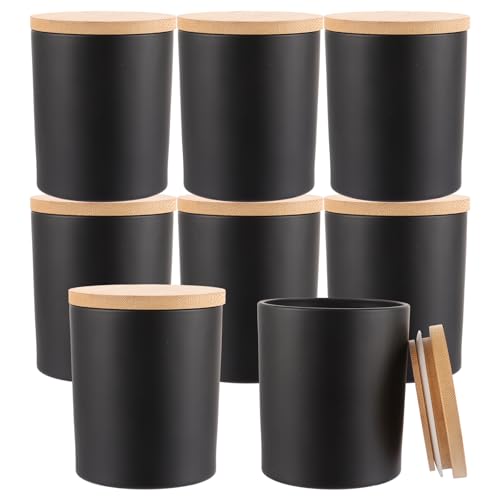 YAYODS 8 Stück Glas Kerzengläser Schwarz - 300 ml Kerzenbehälter mit Bambusdecke - Kerzenglas Schwarz Rund - Kerzen Gläser - Gläser für Kerzen, Kerzenherstellung, Aromatherapie, Düfte, Tupfer YAYODS 8 Stück Glas Kerzengläser Schwarz - 300 ml Kerzenbehälter mit Bambusdecke - Kerzenglas Schwarz Rund - Kerzen Gläser - Gläser für Kerzen, Kerzenherstellung, Aromatherapie, Düfte, Tupfer von YAYODS