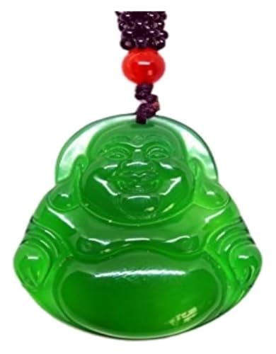 YAYREC Jade schmuck,Jadeit-Anhänger， Halskette mit Anhänger aus grüner Jade, Seil-Halskette mit Buddha-Anhänger aus grüner Jade von YAYREC