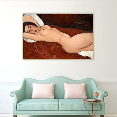 Amedeo Modigliani《Reclining Nude》Leinwandkunst Malerei Kunstwerk Poster Bild Wanddekoration Zuhause Wohnzimmer Dekoration 70x100cm(28x39in) Rahmenlos von YAZHULUCK