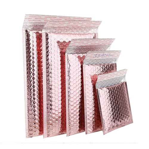 Luftpolster-Versandtaschen, 10 Stück/8 Größen, gepolsterte Taschen aus Roségold mit metallischer Folie, aluminisierte Versandtaschen, Geschenkverpackung, gepolsterte Versandumschläge(Rose Gold-35x30cm von YBAAKZIIR