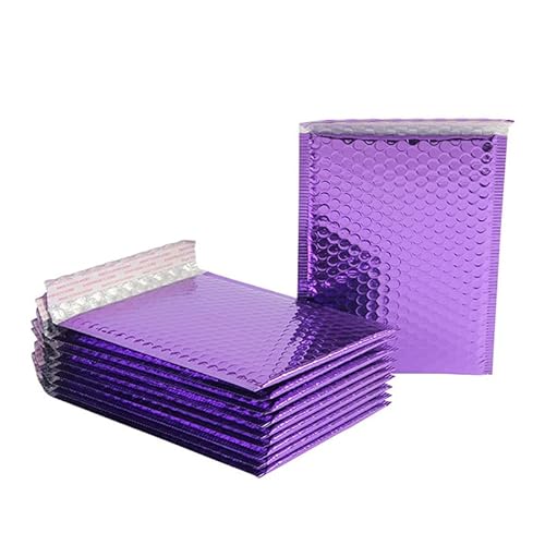 Luftpolster-Versandtaschen, 10 Teile/los Rose Gold Metallic Folie Gepolsterte Taschen Aluminisierte Post Taschen Geschenk Verpackung Gepolsterte Versand Umschläge(Purple,13 * 15cm) von YBAAKZIIR