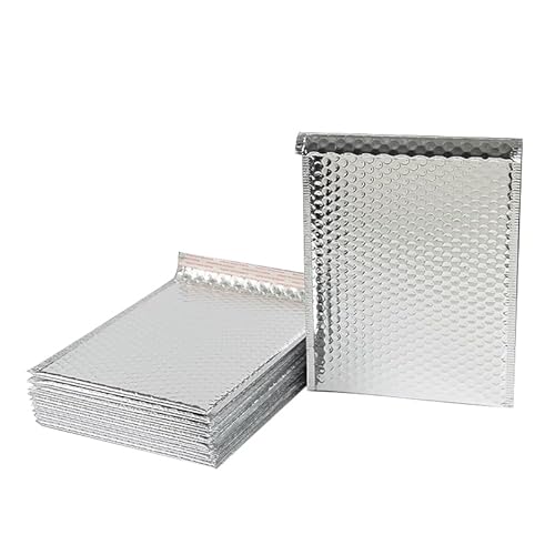 Luftpolster-Versandtaschen, 10 Teile/los Rose Gold Metallic Folie Gepolsterte Taschen Aluminisierte Post Taschen Geschenk Verpackung Gepolsterte Versand Umschläge(Silver,13 * 18cm) von YBAAKZIIR
