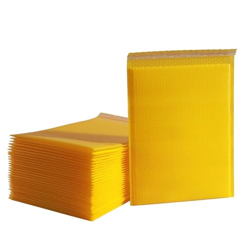 Luftpolster-Versandtaschen, 30 Stück rosa Poly-Bubble-Mailer, selbstklebende Geschenktüten, schwarz/grün, Verpackung, Umschlagbeutel(Yellow,11 * 15cm) von YBAAKZIIR