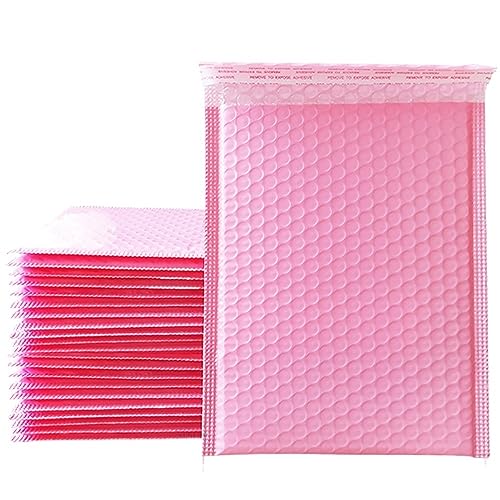 Luftpolster-Versandtaschen, 50 Packungen schwarze Verpackungsbeutel for Geschäftsgeschenke, Umschläge, Schmuckpakete, Druckverschlussbeutel, Anti-Extrusion(50Pcs Pink,18 * 23cm) von YBAAKZIIR