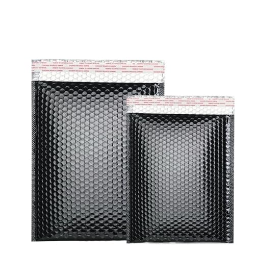 Luftpolster-Versandtaschen, 50 Stück holografischer Versandumschlag, silberfarben, Kuriertasche, gepolsterte Luftpolsterumschläge, Verpackungsbeutel for den Versand(Black,15 * 20cm) von YBAAKZIIR