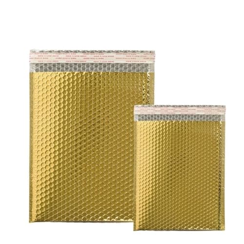 Luftpolster-Versandtaschen, 50 Stück holografischer Versandumschlag, silberfarben, Kuriertasche, gepolsterte Luftpolsterumschläge, Verpackungsbeutel for den Versand(Gold,13 * 15cm) von YBAAKZIIR