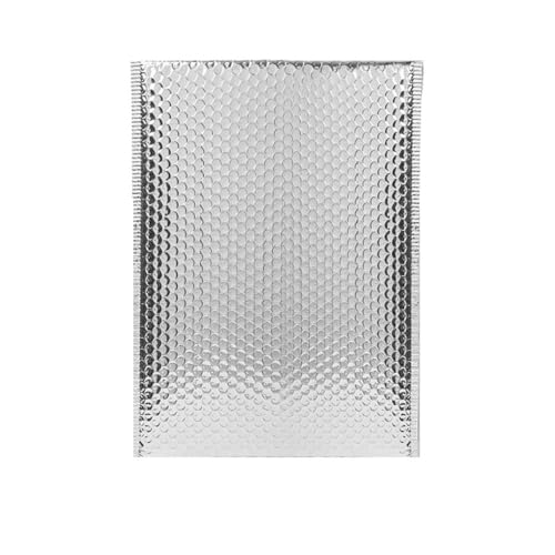 Luftpolster-Versandtaschen, 50 Stück holografischer Versandumschlag, silberfarben, Kuriertasche, gepolsterte Luftpolsterumschläge, Verpackungsbeutel for den Versand(Silver,13 * 15cm) von YBAAKZIIR
