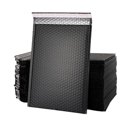 Luftpolster-Versandtaschen, 50 Stück rosa Poly-Bubble-gefütterte Polymailer-Verpackungsbeutel(Black-50pcs,13 * 15cm) von YBAAKZIIR
