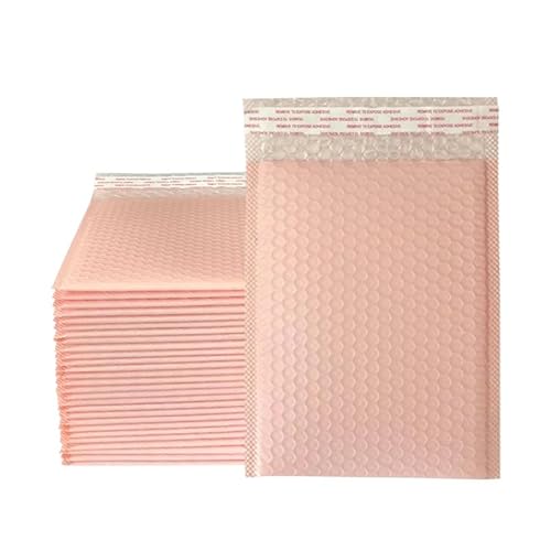 Luftpolster-Versandtaschen, 50 Stück rosa Poly-Bubble-gefütterte Polymailer-Verpackungsbeutel(Light pink-50pcs,13 * 18cm) von YBAAKZIIR
