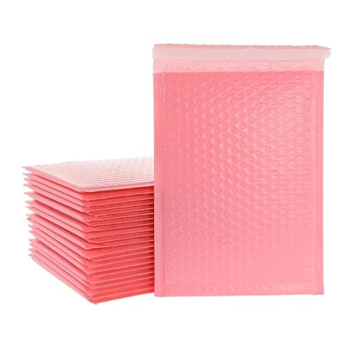 Luftpolster-Versandtaschen, 50 Stück rosa Poly-Bubble-gefütterte Polymailer-Verpackungsbeutel(Pink-50pcs,13 * 15cm) von YBAAKZIIR